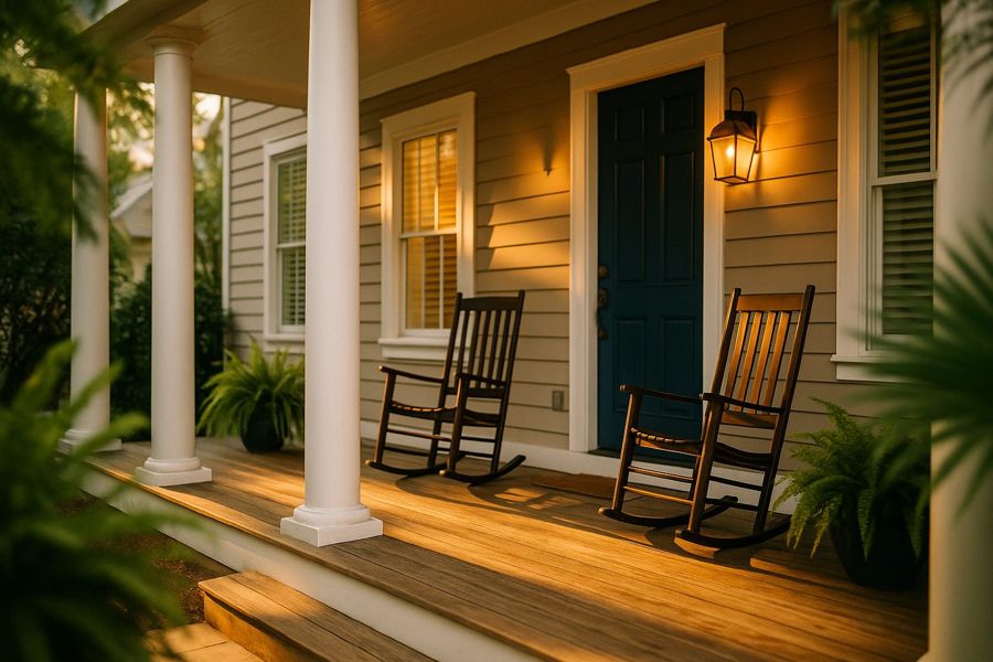 Rocking chairs on a front porch